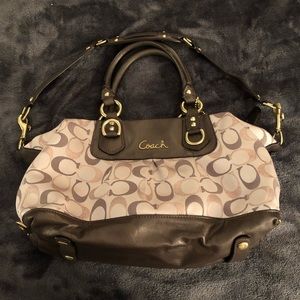 Coach Signature Satchel Purse w/ Shoulder Strap